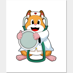 Hamster as Doctor with Stethoscope Posters and Art